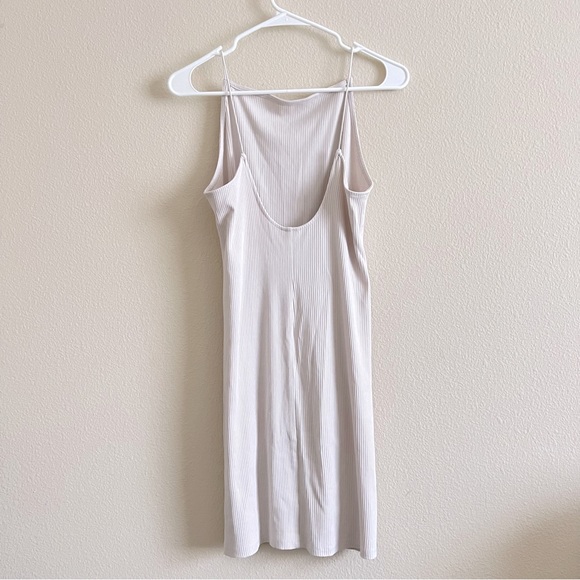 Blush Taupe Square Neck Thin Strap Low Back Bodycon Y2K Dress - Picture 3 of 10